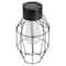9.5" Black Geometric Oblong Outdoor Hanging Solar Lantern with Handle
